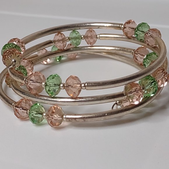 Metal And Glass Bead Expanding Wrap Around Bracelet - Picture 6 of 10